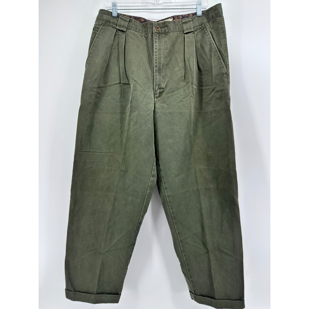 Vintage Banana Republic Safari & Travel Chinos Olive Green Pleated Pants 38x30